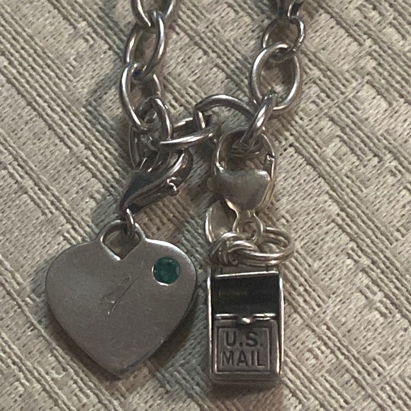 Tim’s Block heel👢8.5+Heavy link Sterling 925 Bracelet w 2 Stamped Charms 7.5” - Picture 7 of 17